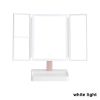 360° Adjust Foldable Makeup Mirror With LED Light Rechargeable Wireless 1-3X Magnifying 3 Tone Light Desktop Vanity Mirror Table